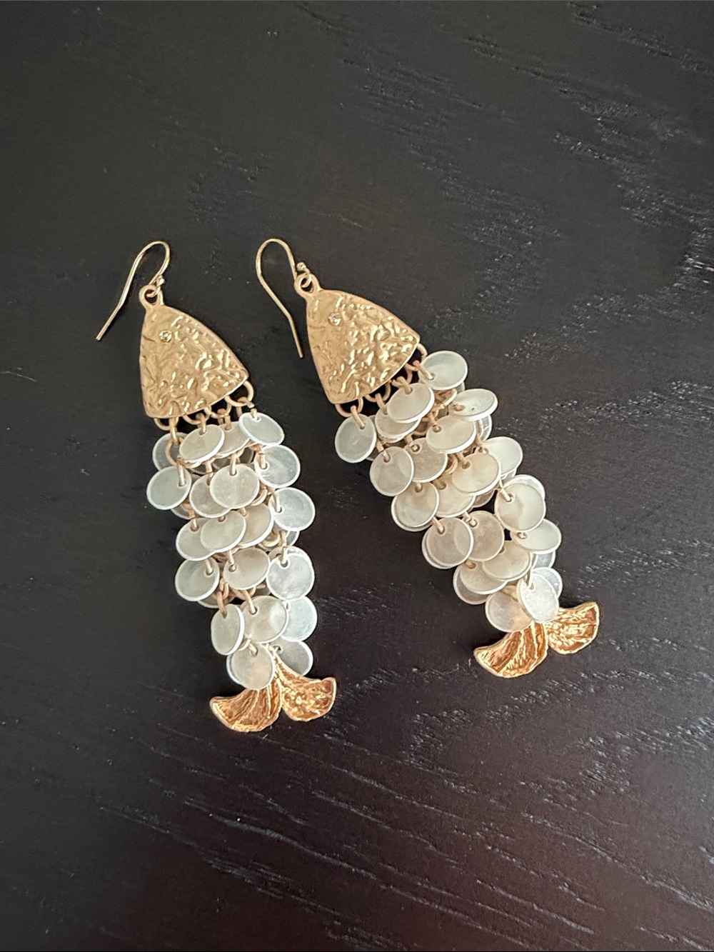 Gold fish dangle earrings